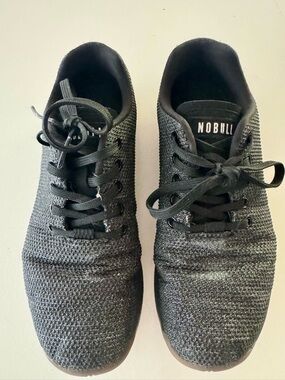 NOBULL Women’s Black Knit Sneaker with Gum Sole size 8
